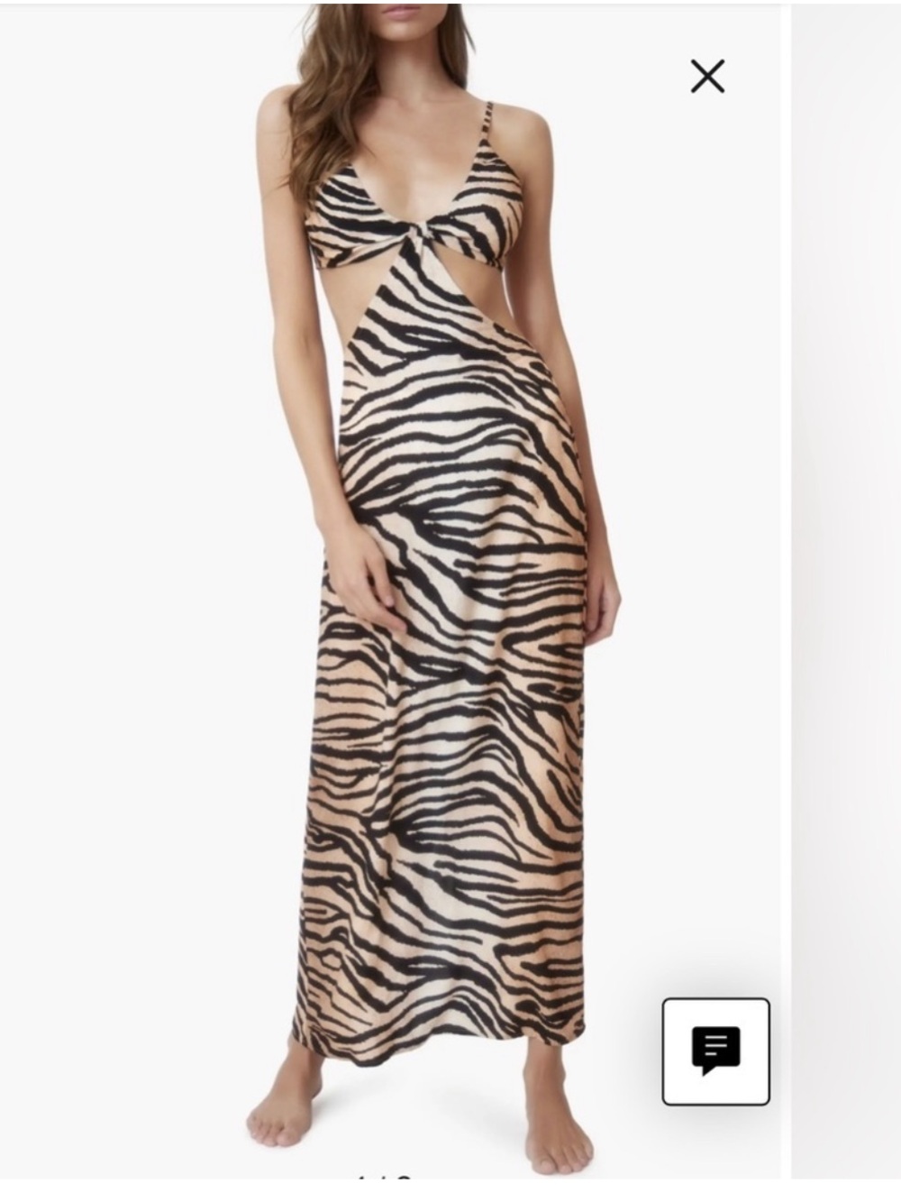 Anthropologie PQ Swim Black and Tan Zebra-Print Cutout Maxi Dress